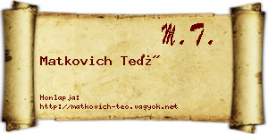 Matkovich Teó névjegykártya